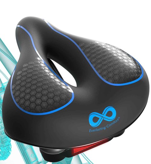 Everlasting Comfort Bike Seat Cushion (10"x8") - Universal Fit for Mountain, Stationary, Cruiser Bikes - Easy Assembly - Comfortable Memory Foam Bike Saddle - Bike Seats for Men - Bike Seats for Women