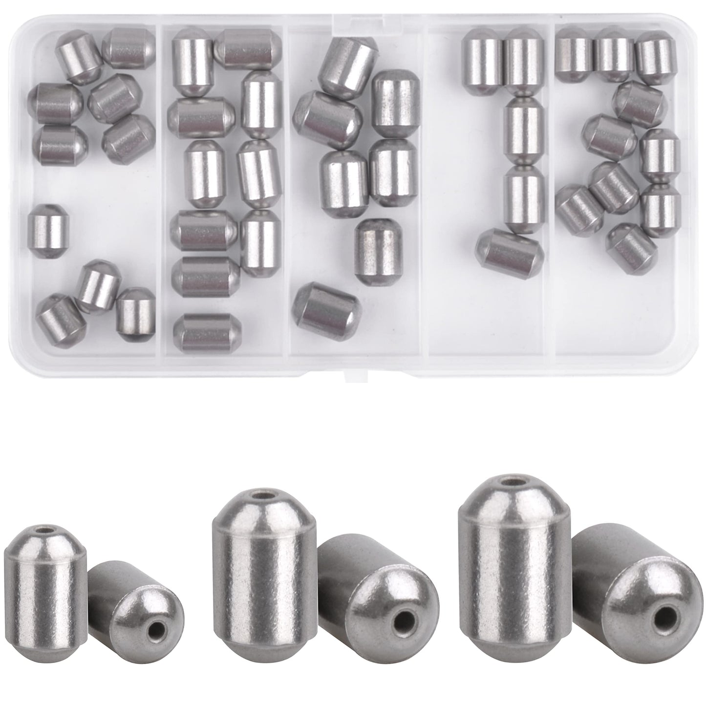 Fishing Weights Egg Sinkers Kit,42pcs Lead Free Fishing Weights Slip Sinkers for Fishing Lines Steel Barrel Weights for Freshwater Saltwater Bass Trout Walleye Fishing