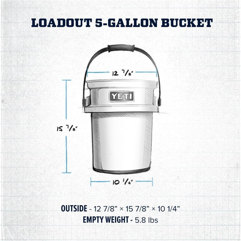 YETI Loadout 5-Gallon Bucket - Durable Impact Resistant Fishing & Utility Bucket