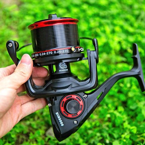 Diwa KCN Spinning Fishing Reel 8000 Series, 70 LBS Max Drag, 12+1 Stainless BB, Freshwater Saltwater Big-Game, Surf Fishing, Ultra Smooth, Powerful, Durable, Black (590g)