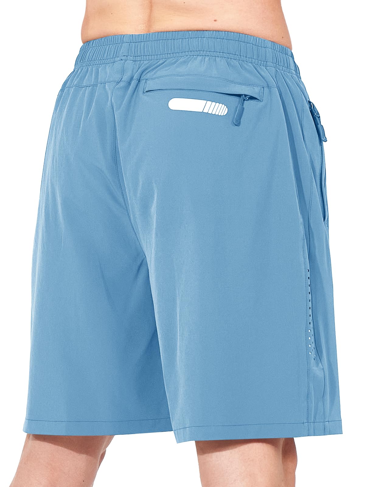 NORTHYARD Men's Athletic Running Shorts Gym Workout 7"/9"/5" Quick Dry Lightweight Sports Basketball Tennis 3 Zipper Pockets SkyBlue 2XL