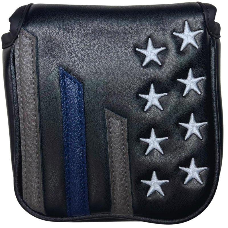 USEiT Putter Cover for Blade and Mallet Putters with Magnetic Closure Embroidered USA Thin Blue Line Design Golf Club Headcovers for Scotty Cameron Taylormade Callaway Titleist Odyssey (Half Mallet)