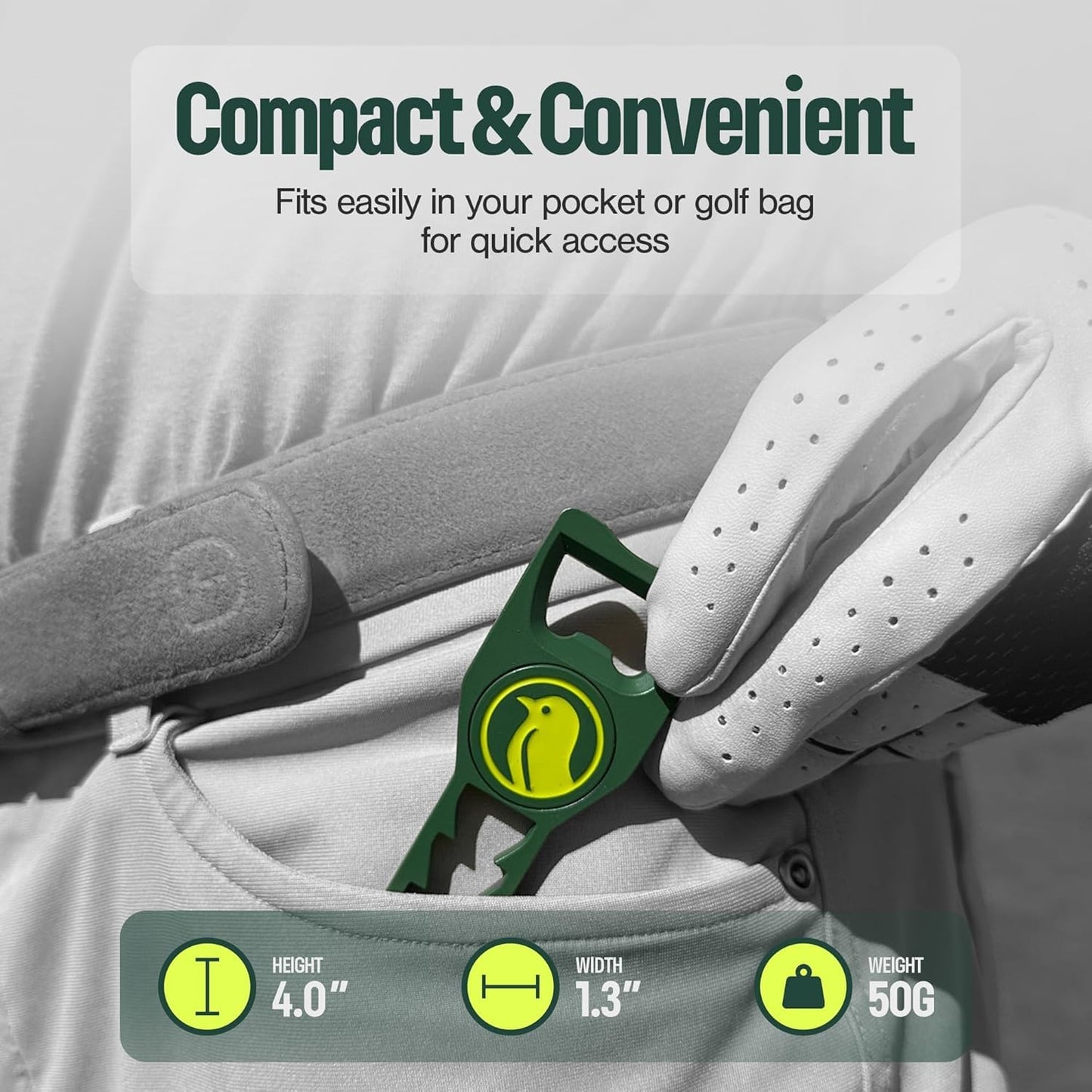 BirdieWorks 7-in-1 Metal Golf Divot Tool with Magnetic Ball Marker - Tee Height Setter, Bottle Opener, Groove Cleaner, Putting Alignment, Club Tee - Durable Green Accessory Gift for Men & Women
