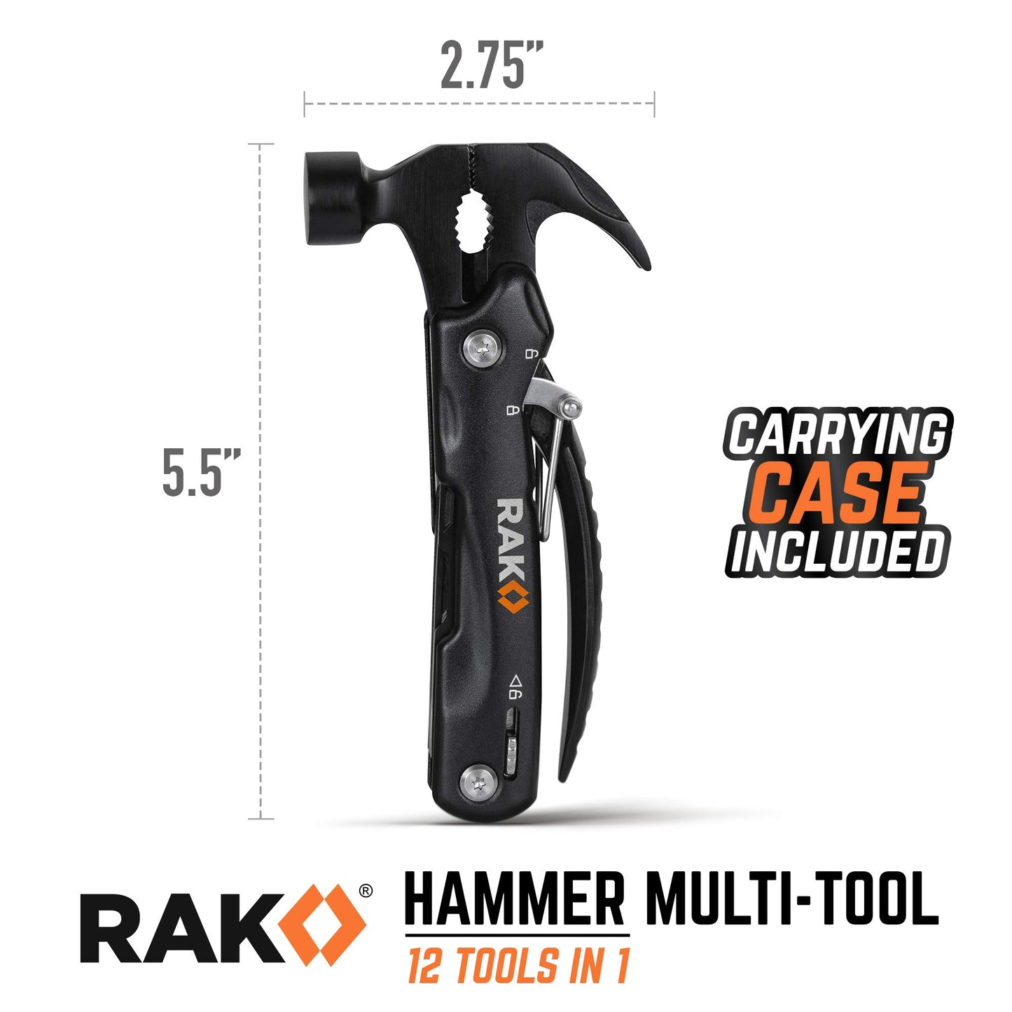 RAK Hammer Multitool BirthdayGifts for Men - Cool Unique Gifts For Men Who Have Everything - Compact DIY Survival Multi Tool - Backpacking & Camping Accessories - Gadget Gifts