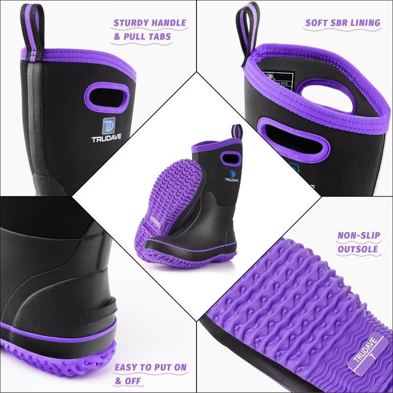 Women's Waterproof Rubber Boots - Mid Calf Neoprene Insulated Outdoor Footwear | Sizes 5-11
