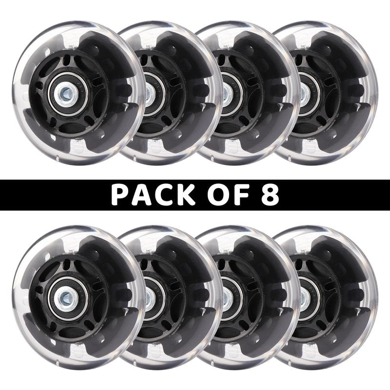 Gladeer Inline Skate Wheels Light Up 85A Indoor Outdoor Replacement Wheels with ABEC-7 Bearings for Kids & Adult Youth Inline Skates, Pack of 8 (Pink, 72mm)