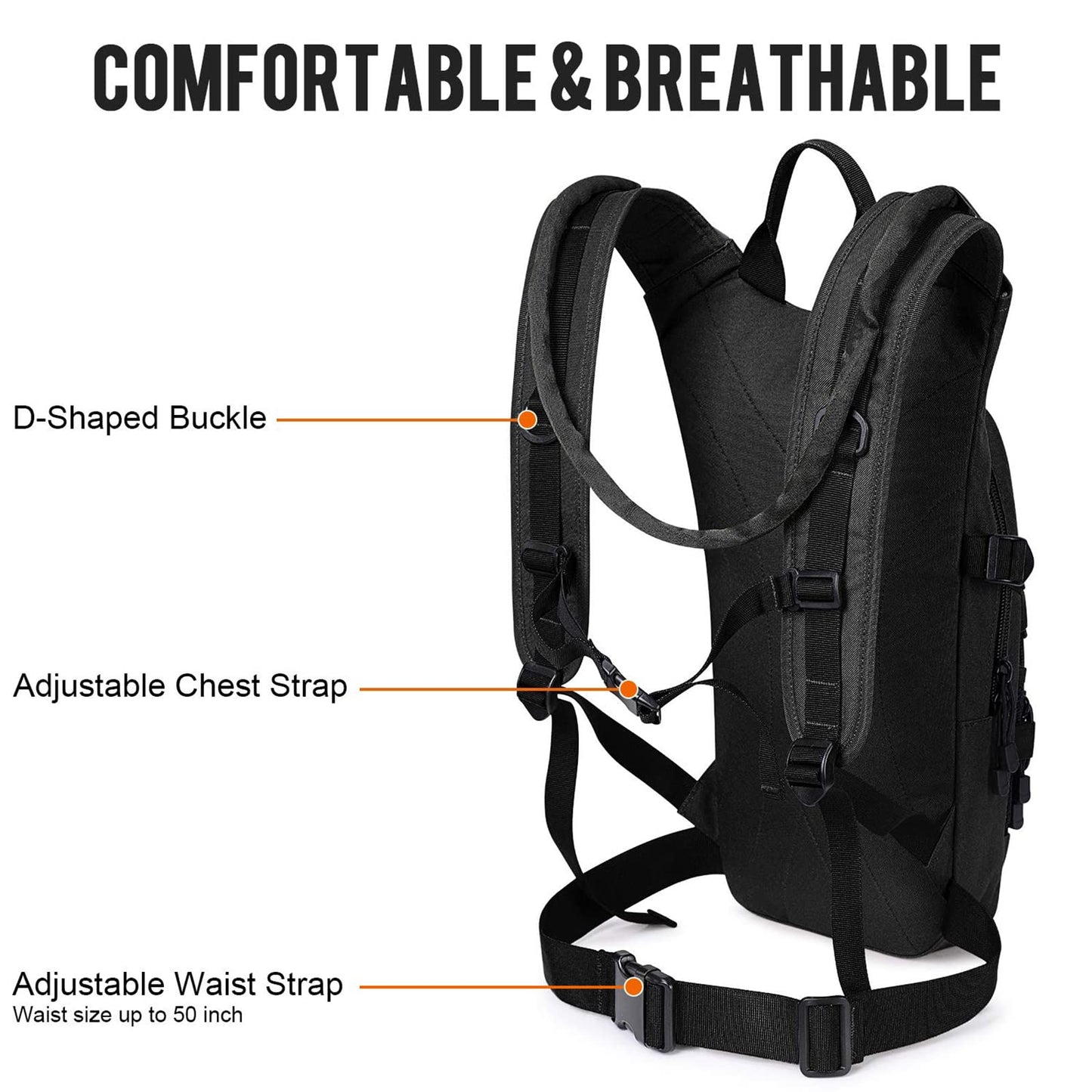 G4Free hydration pack Sports runner Hydration Backpack With Bladder (19.68"x 8.26"x 4.72")(Black)