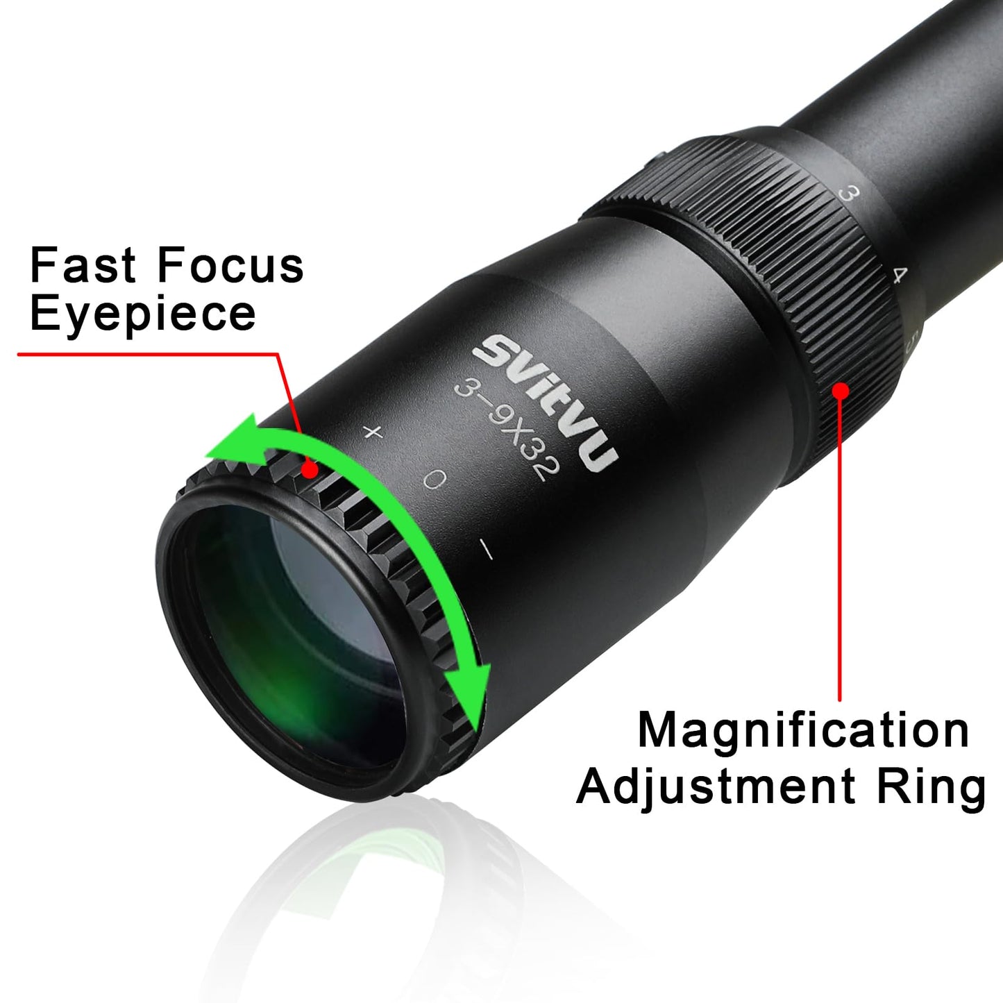 Rifle Scope, 3-9X32, 3-9X40, 3-9X50, Green Lens, Fast Focus Eyepiece, Free Ring Mounts, Air Rifle Scope, Optics Reticle Crosshair Scope (3-9X32)