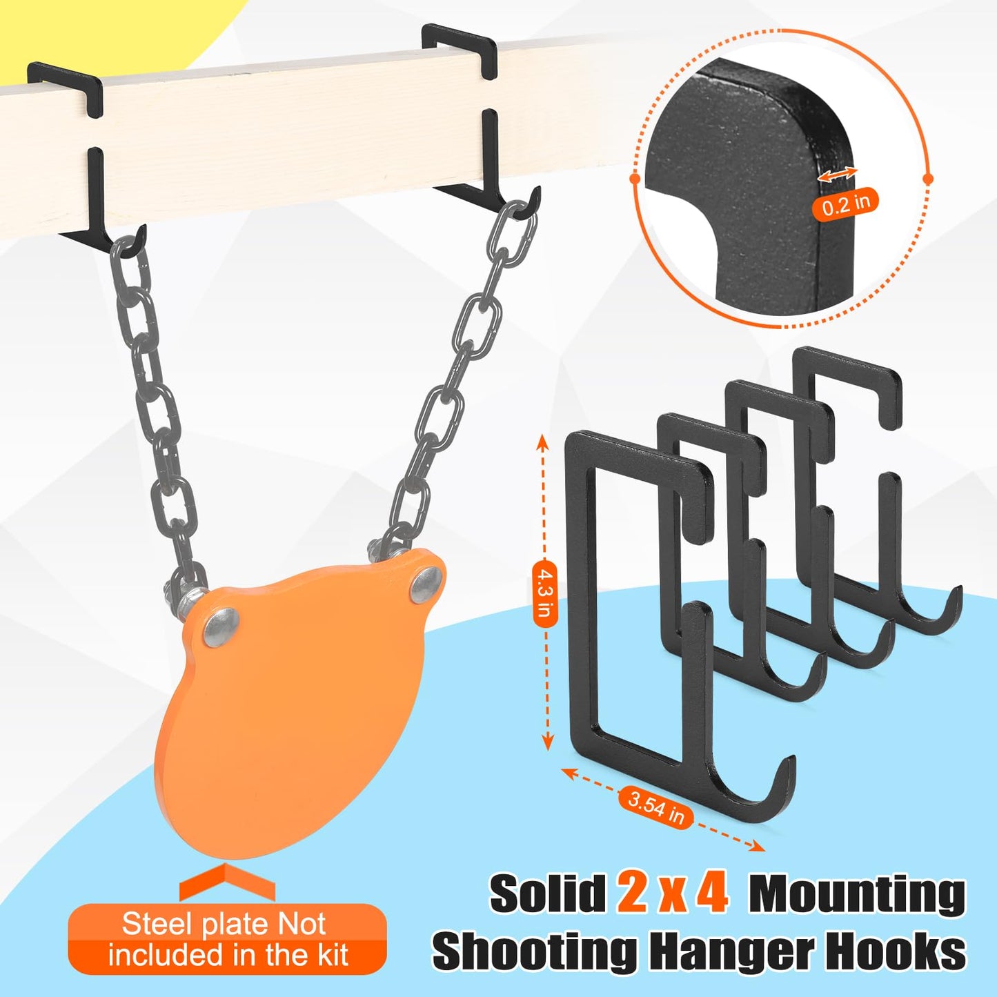 GADFISH 2 X 4 Steel Target Stand Brackets, Modular Shooting Target Hanger, Shooting Target Holders, Heavy Duty Y & T Brackets with 12 Hanger Hooks for DIY Shooting Outdoor Range(Only Brackets)