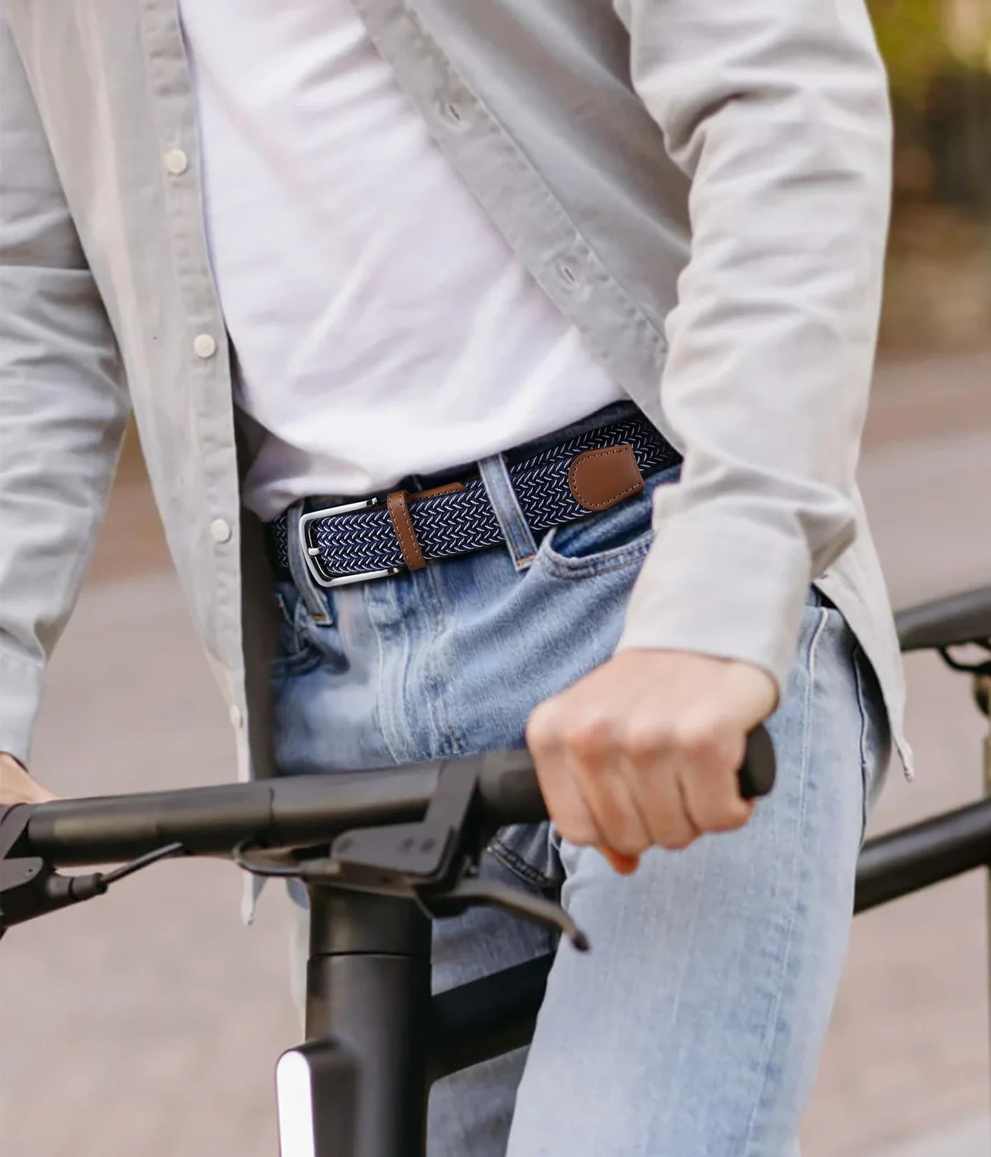CHAOREN Stretch Belts for Men - Braided Elastic Golf Belt for Men 1 3/8"- Gift for Casual Jeans Shorts