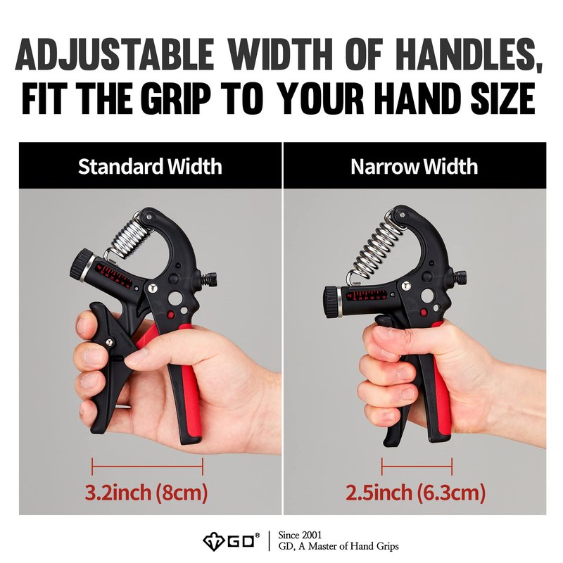 GD GRIP2 Hand Grip Strengthener Adjustable gripper (22~77lbs) Forearm Exerciser Wrist Strengthener Grip Strength Trainer Wrist Strengtheners Grip Trainer RED