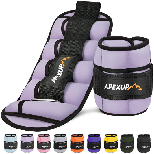 APEXUP 10lbs/Pair Adjustable Ankle Weights for Women and Men, Modularized Leg Weight Straps for Yoga, Walking, Running, Aerobics, Gym (Pastel Purple)