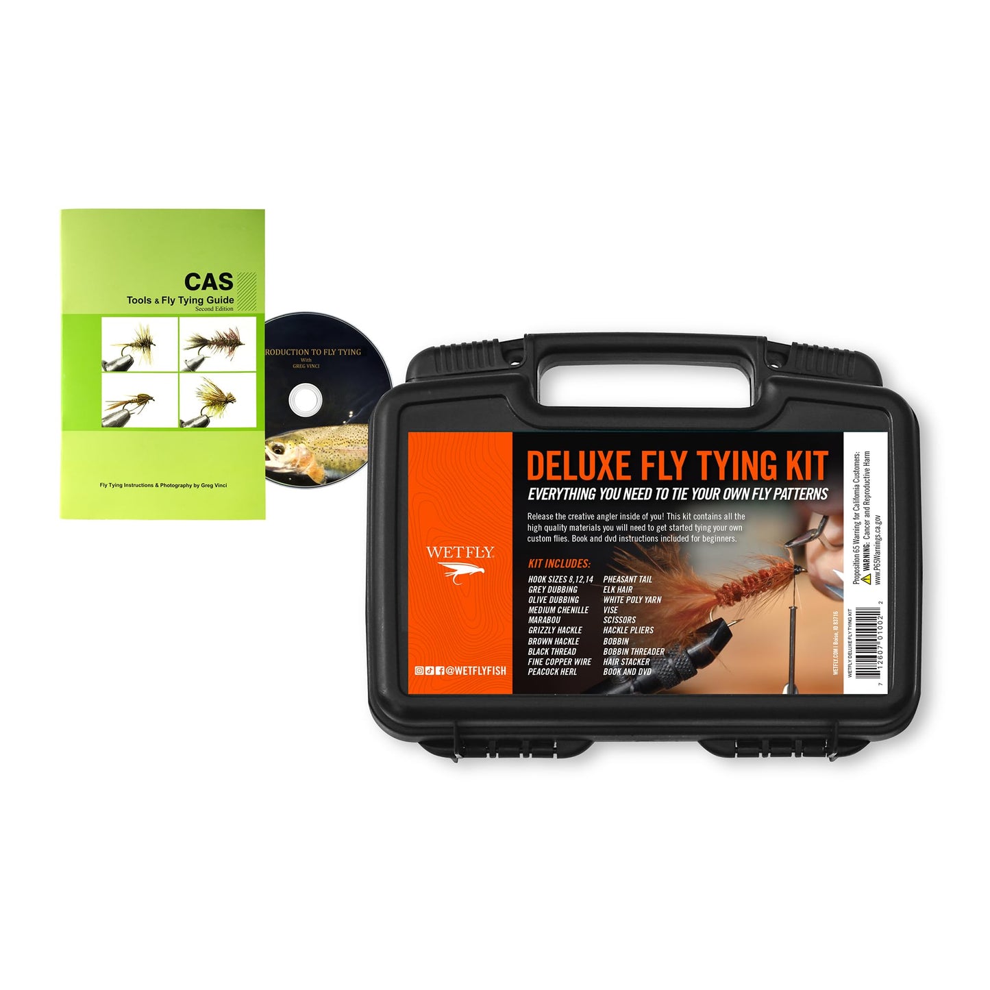 Deluxe Fly Tying Vise & Tools Kit: Materials, Book/DVD - Fly Fishing & Jig Tying - Complete Set