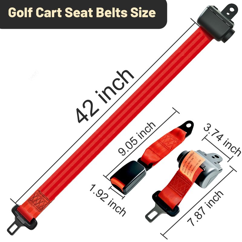Orle Oko Retractable Golf Cart Seat Belts, Compatible with EZGO, Yamaha, Club Car DS Precedent Most Golf Cart(4 Set), for Golf Cart Frond and Rear Seats, Red