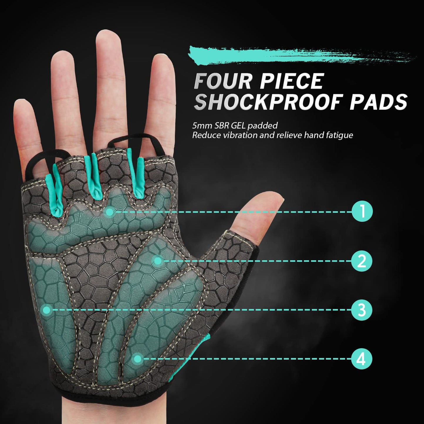 HTZPLOO Bike Gloves for Men Women with Anti-Slip Shock-Absorbing Pad, Light Weight Half Finger Gloves for Cycling Workout Training Outdoor (Celeste, Medium)