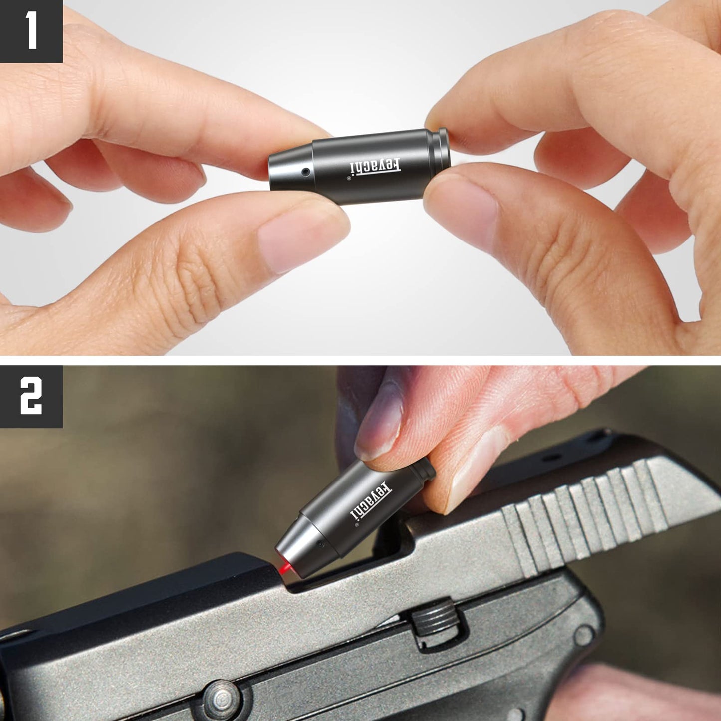 Feyachi Bore Sight 9mm Red Laser Zeroing Boresighter with 3 Sets of Batteries(Grey)