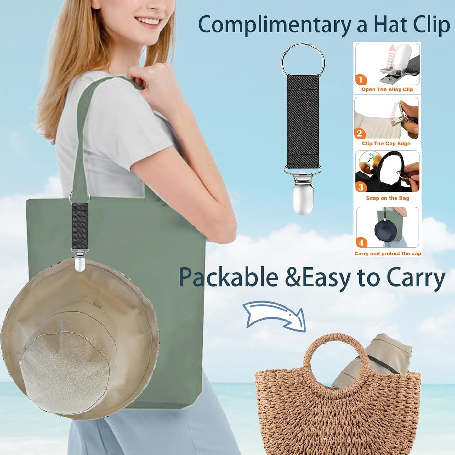 Womens Sun Hats - Wide Brim Reversible Bucket Hat for Summer Travel | UV Protection, Packable Cotton