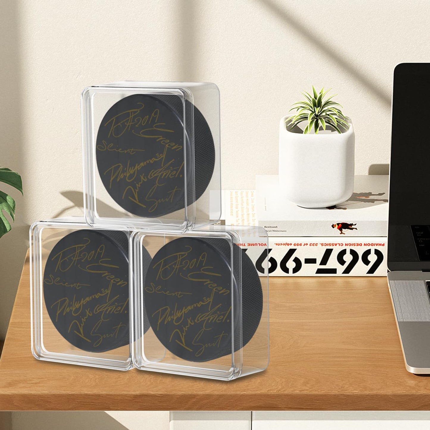 Acrylic Hockey Puck Display Cases - Official Size Cube Holders for 3 Pucks | Clear Protection