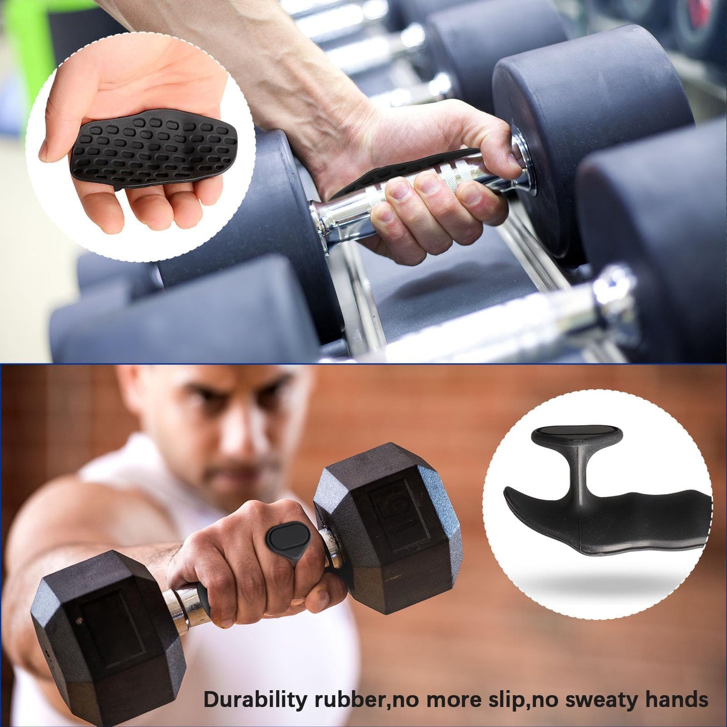 ourgle Anti-Slip Workout Grips - Ergonomic Rubber Hand Protector Gloves for Weight Lifting, Pull-Ups, Gym Training and Exercise, for Men and Women