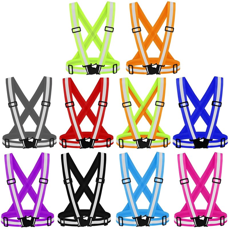 UMIKOOL DIRECT 10PCS Reflective Vest Running Gear, High Visibility Adjustable Safety Vest for Outdoor Motorcycle, Dog Walking