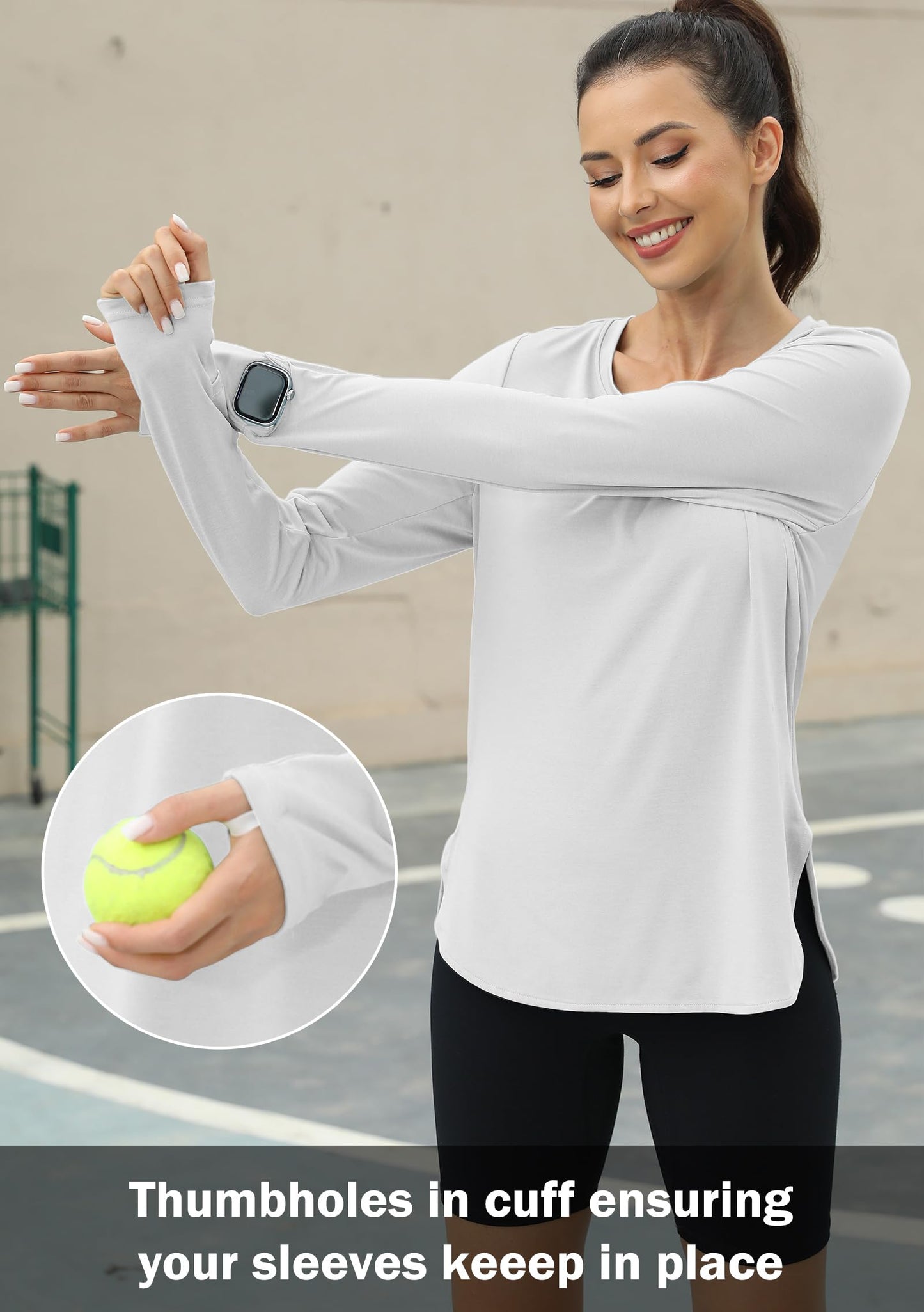 KevaMolly Workout Tops for Women Long Sleeve UPF 50+ UV Protection Sun Shirt Lightweight Quick Dry Rash Guard Hiking Shirts White S