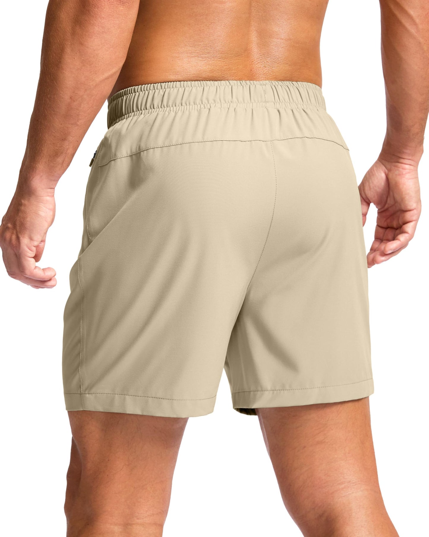 G Gradual Men's Athletic Running Shorts with Zipper Pockets Quick Dry 7"/ 5"/ 9" Workout Gym Shorts for Basketball Hiking(Khaki,5S)