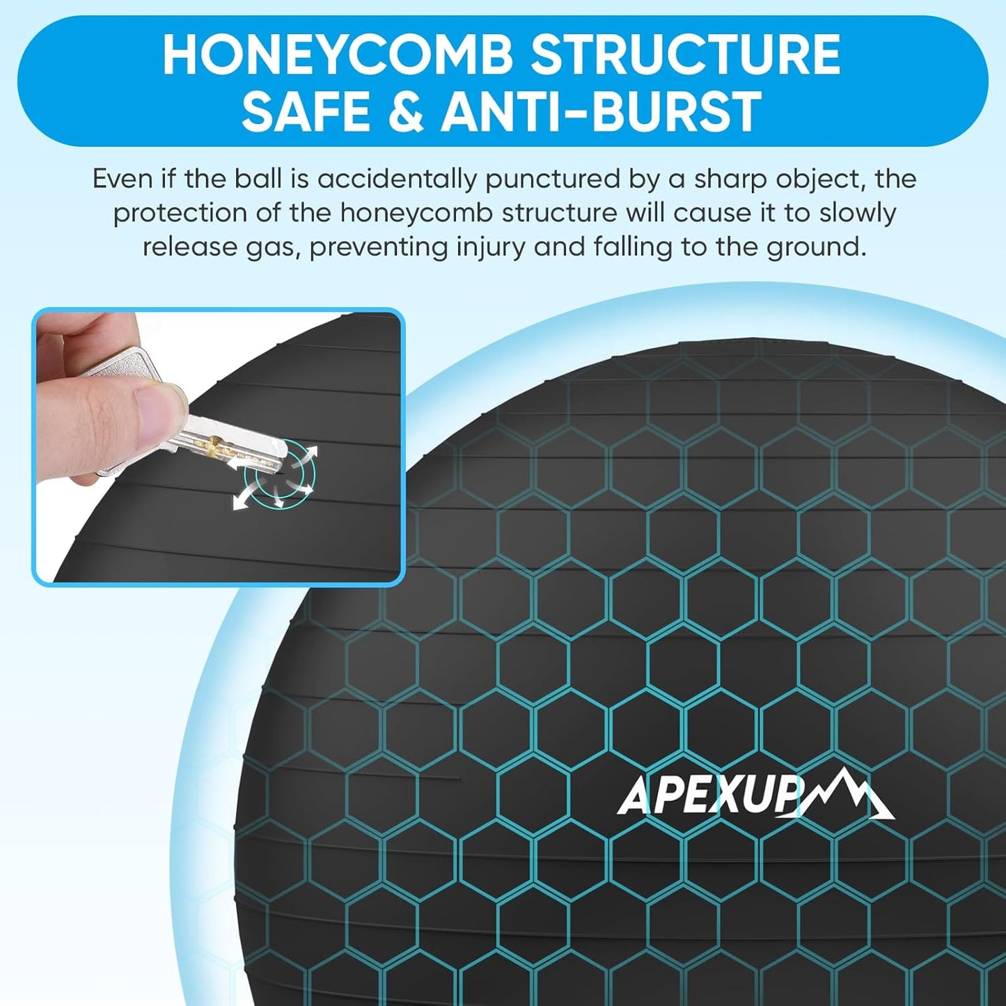 APEXUP Yoga Ball - Anti-Slip Heavy Duty Exercise Ball for Fitness, Core Workout & Balance Training | 5 Sizes Available