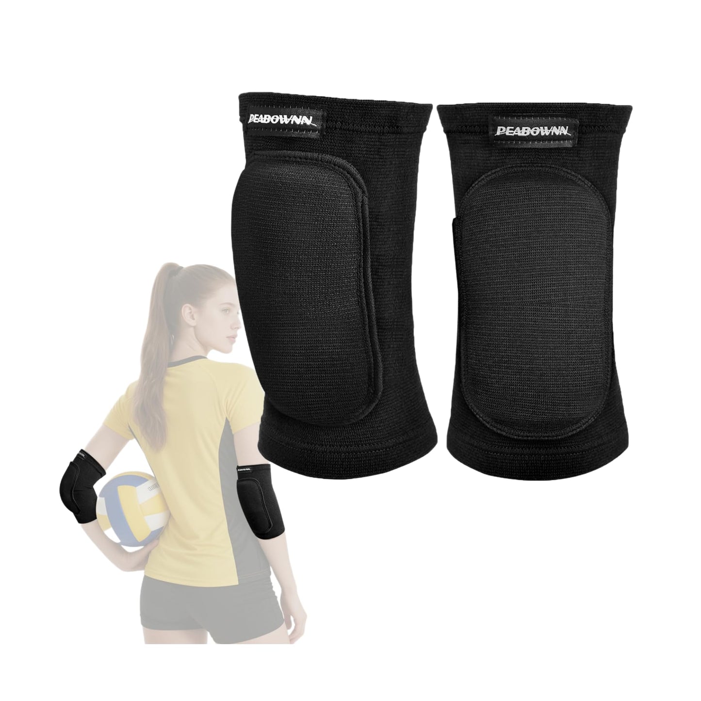 Peabownn Volleyball Elbow Pads Youth 2XS-XL - Kids Teens Elbow Protector with Thicken Sponge Breathable Padding Volleyball Dancing Skating Football arm pads BLACK-S