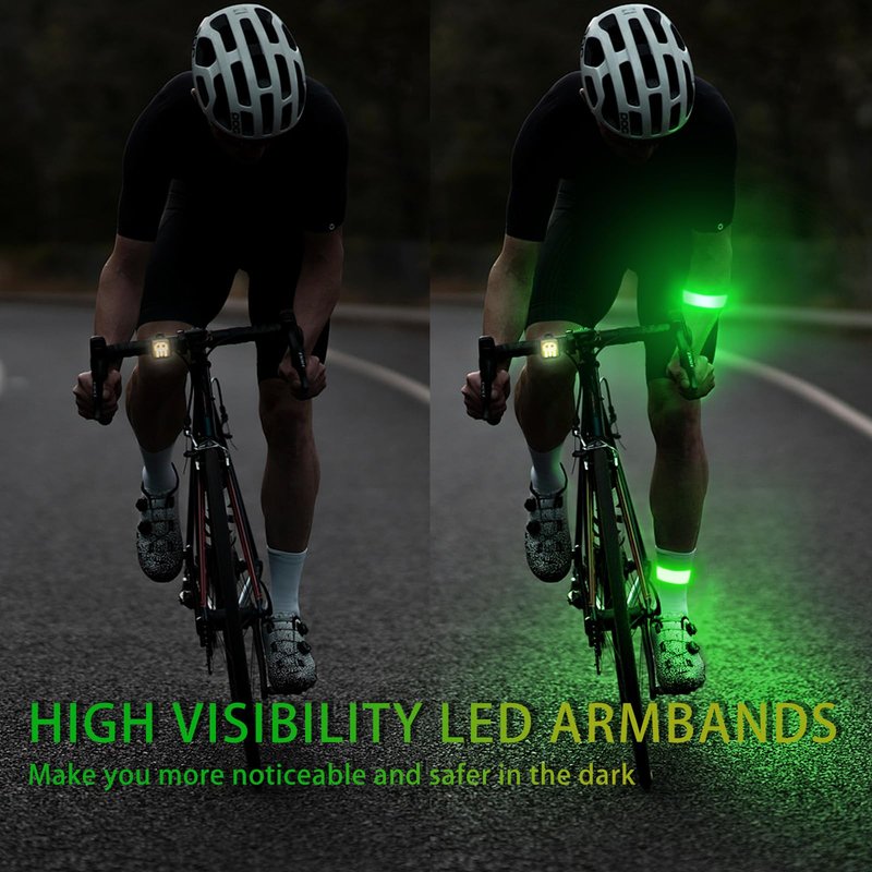 Todoxi 2 Pack LED Armband Rechargeable, Running Lights for Runners, Running Lights, Reflective Running Gear Light Up Armband High Visibility LED Wristband Lights for Running Walking