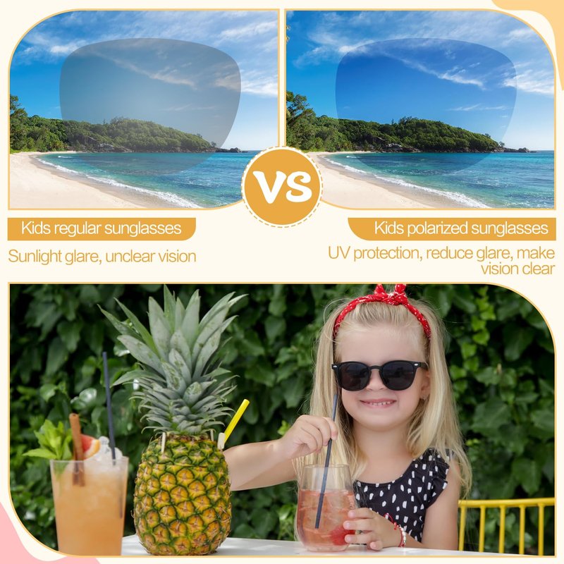 Mdvora Kids Polarized Sunglasses, Toddler Sunglasses UV Protection Flexible Rubber Glasses Shades(4pcs)