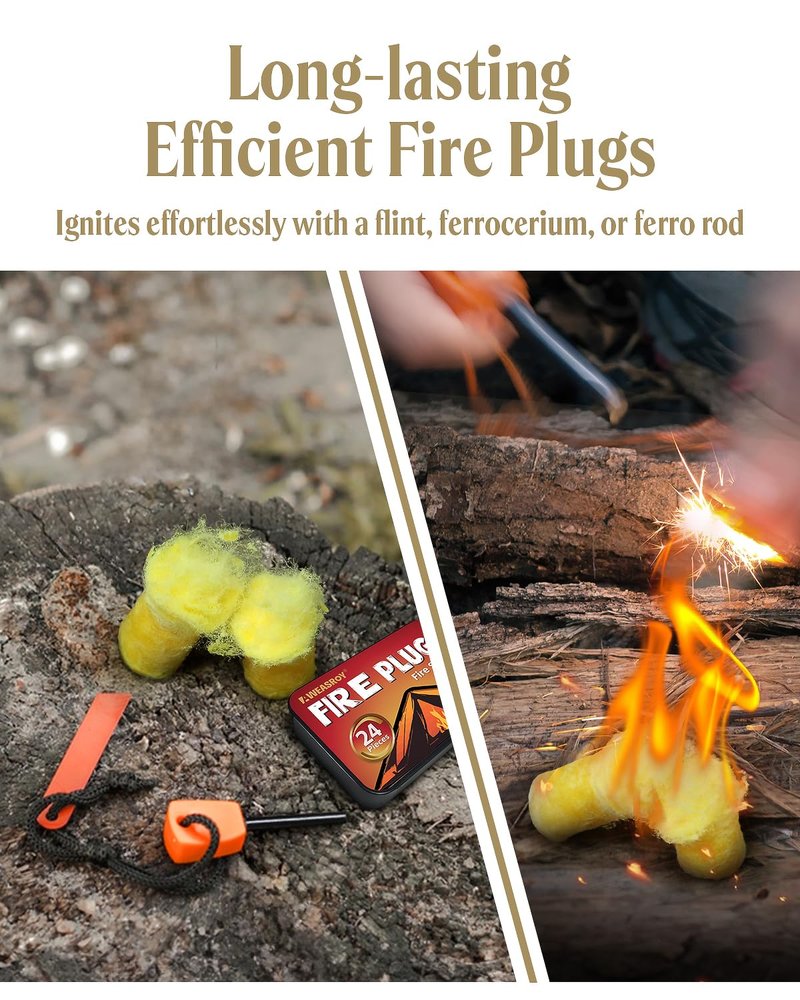 AWEASROY Fire Plugs Fire Starters - Windproof Fire Starter for Campfires Long Brun Time - Fire Starters for Fireplace,Chimney,BBQ Grill,Camping Fire,Wood Stove - Emergency Survival Tools 72pcs