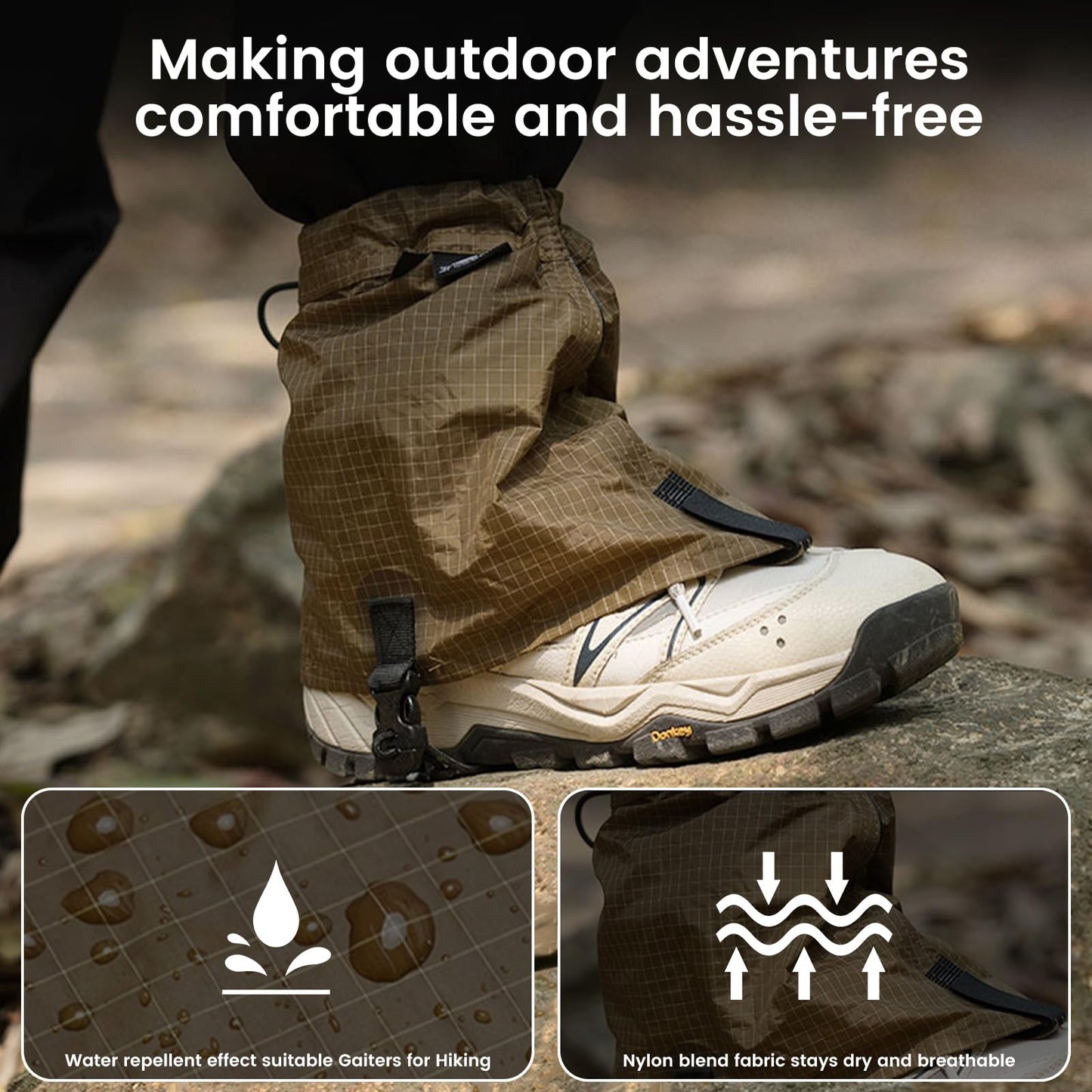 3F UL Gear Ultralight Gaiters Waterproof Snow for Hiking Shoes, Lightweight & Adjustable Hiking Boot Gaiters for Men & Women, Leg Gaiters for Skiing, Walking, Climbing, Hunting, Snowshoeing