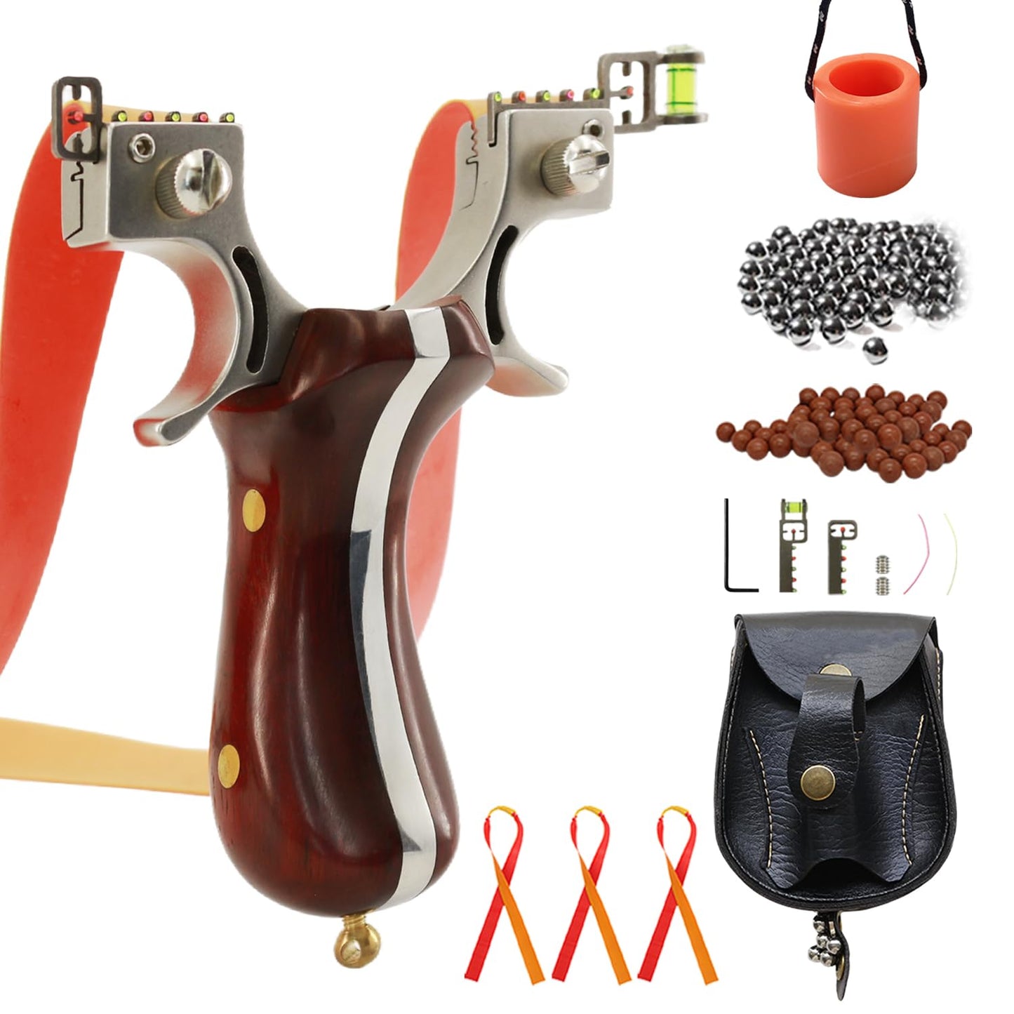 Luoyer Professional Slingshot for Adults Hunting Sling Shot Set with Pouch Ammo for Outdoor Sports Catapult Slingshot (Steel-Wood Handle)