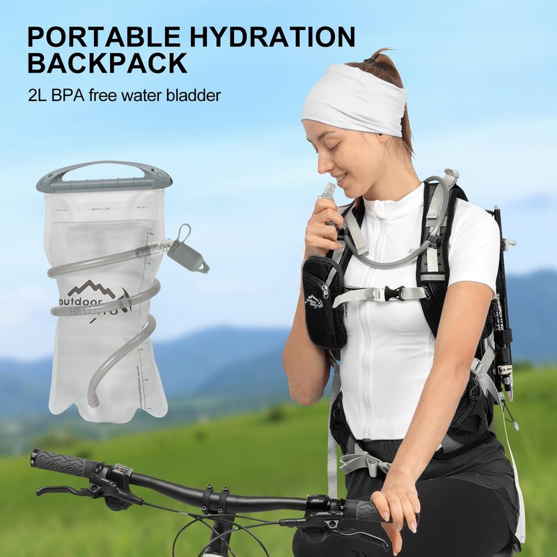 IX INOXTO 20L Hydration Backpack, Waterproof Hiking Internal Frame Backpacks with 2L Hydration Water Bladder and Rain Cover for Men, Lightweight Travel Daypack for Cycling,Camping,Ski (black)