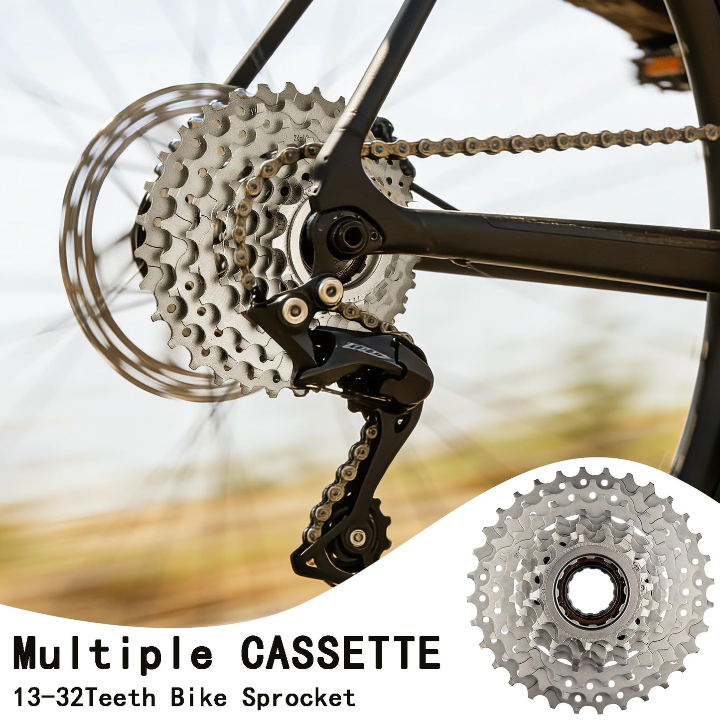 VERKSTAD 8 Speed Bike Freewheel, Bicycle Freewheel 13-32T Cycling Replacement Part for Mountain Bike Folding Bike Commuter Bike