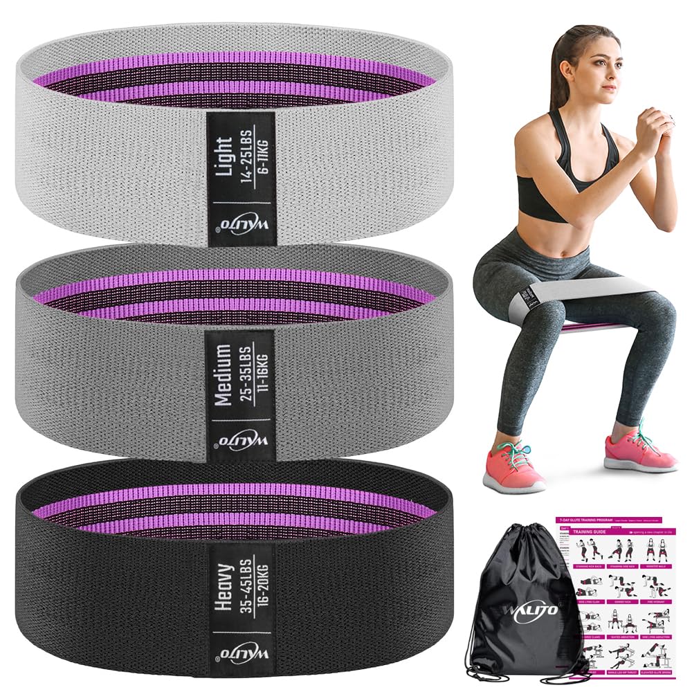 WALITO Resistance Bands for Legs and Butt, Fabric Exercise Loop Bands Yoga, Pilates, Rehab, Fitness and Home Workout, Strength Bands for Booty