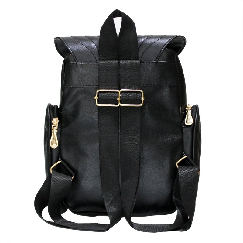 GinTai Women Pu Leather Owl Cartoon Backpacks Fashion Casual Satchel mini Small black Backpack, Black