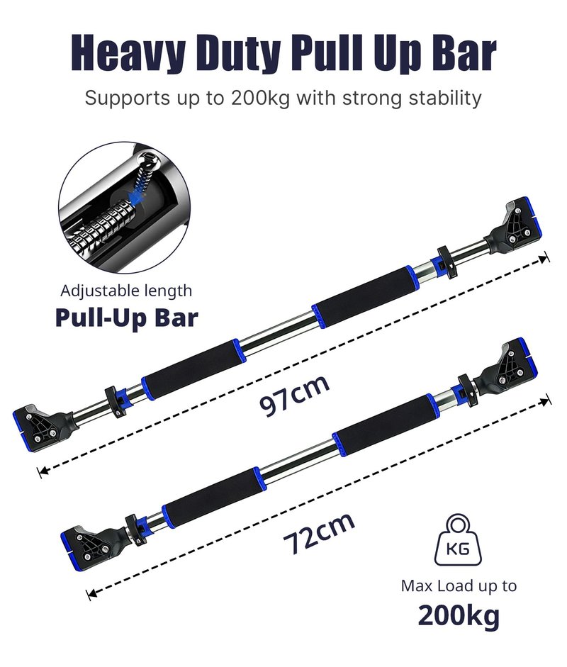 Pull Up Bar for Doorway Chin Up Bar, No Screws Door Frame Width Locking Adjustable 72-97cm (28-38 in) Body Fitness Training Equipment, Strength Training Pull-up Bars for Home Gym, Max Load 440lb