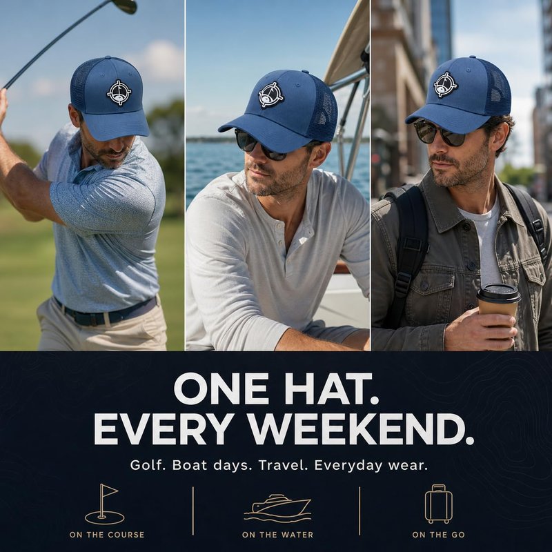 Premium Golf I Gym I Boat I Hiking I Tennis I Bike Hat – TourDry Sweat System, Odor-Resistant Sweatband, Moisture-Wicking Liner, Structured 6-Panel Design, One Size Fits All- Dark Blue