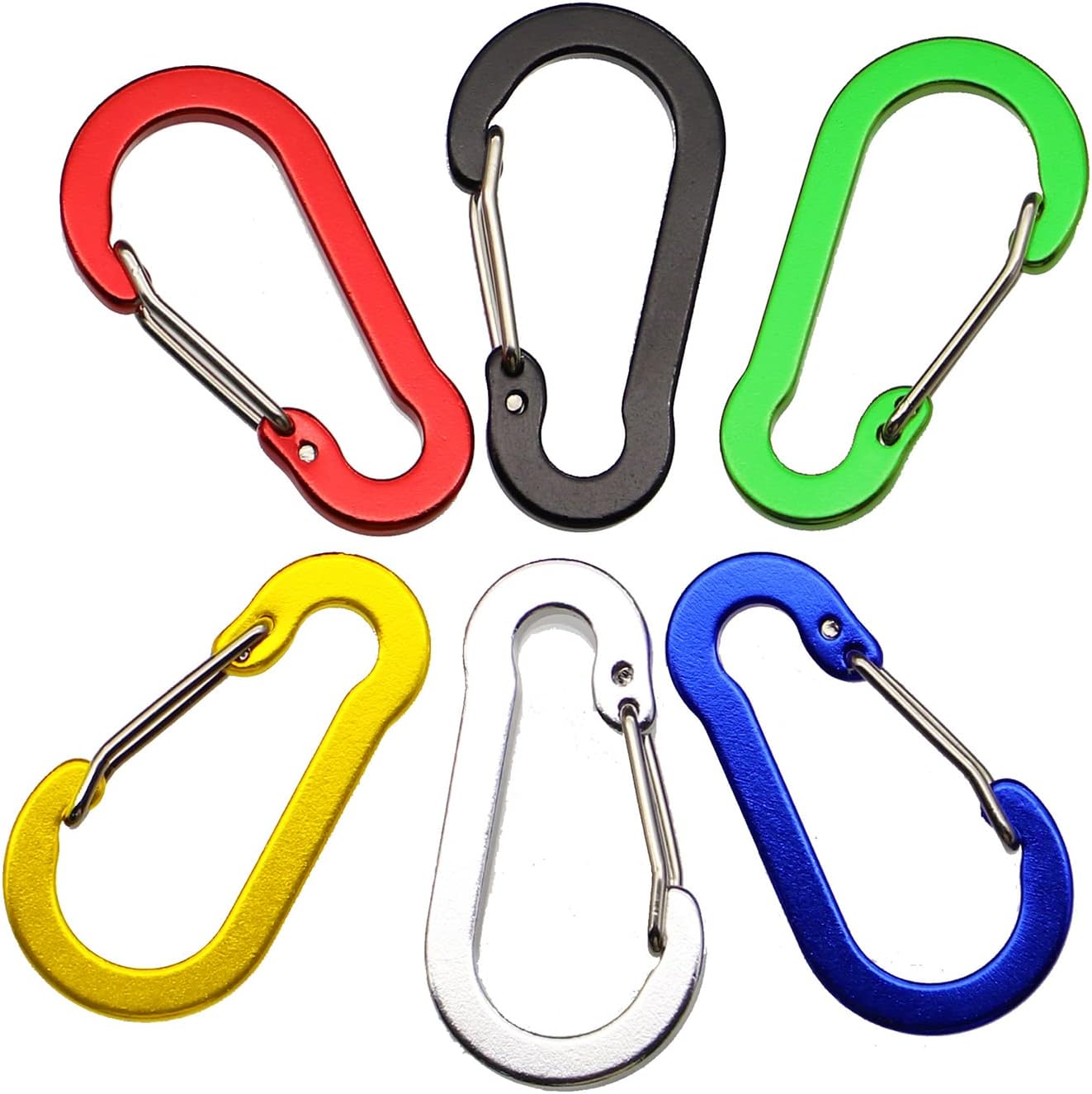 Retractable Safety Coiled Lanyard - Durable Aluminium Alloy Carabiner | Black, Blue, Green, Red, Silver, Yellow