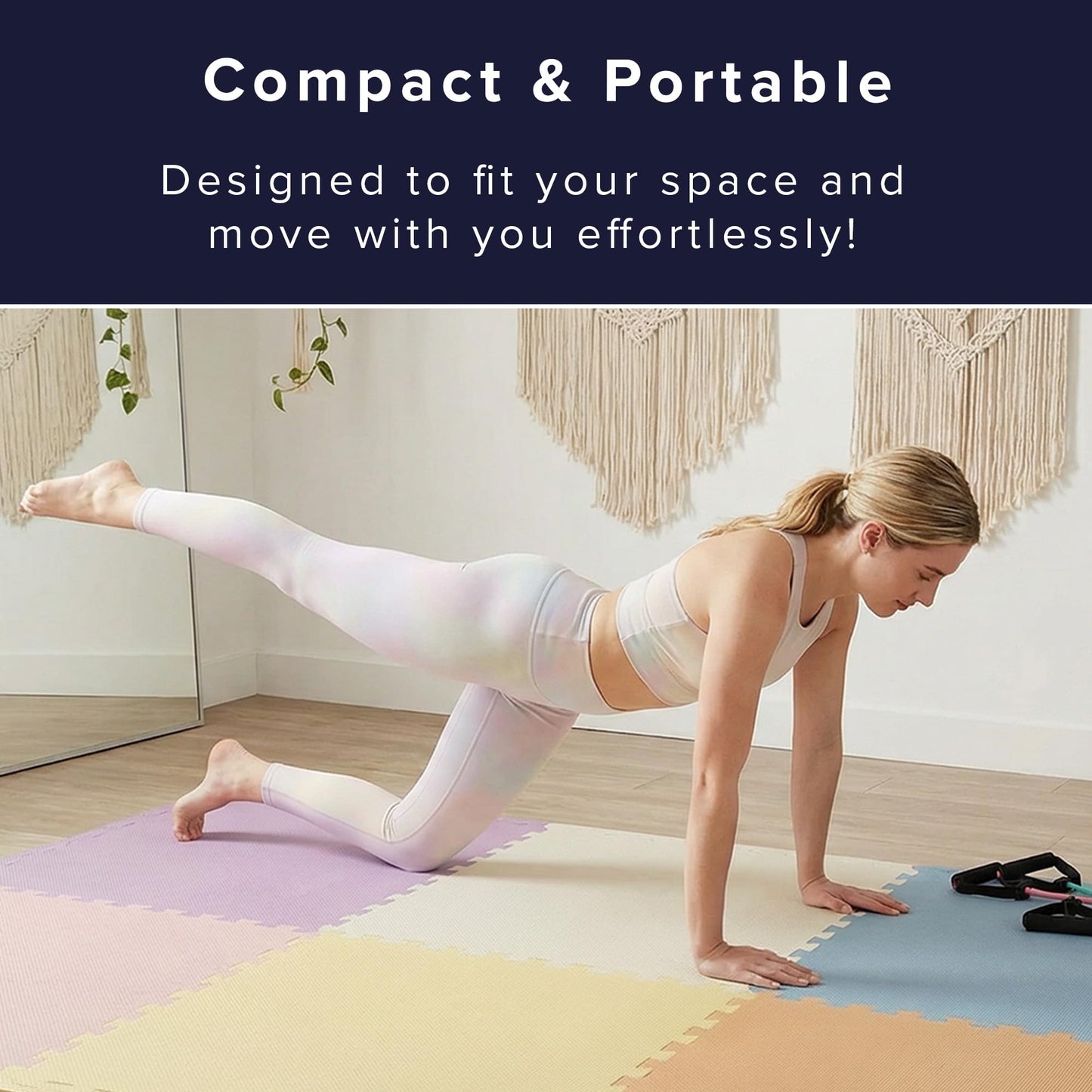 We Sell Mats 3/8" Thick Multipurpose EVA Foam Exercise Floor Mat, Interlocking Tiles, Anti-Fatigue for Home or Gym, 24 in x 24 in, 12 Tiles, Pastel