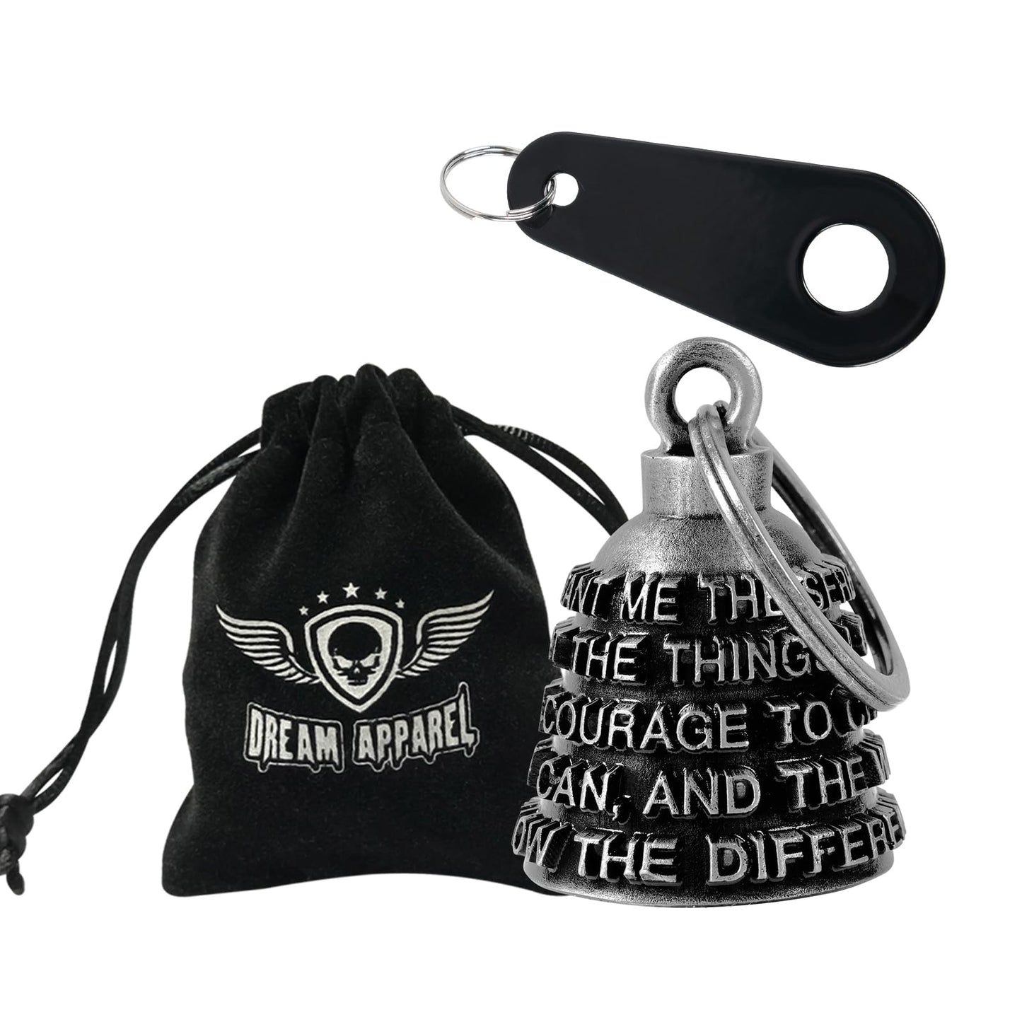 Motorcycle Bells for Biker Good Luck Riding Bells Guardian Biker Bells with Hanger Motorcycle Accessory or Keychain for Luck (God Grant me The Serenity, Courage and The Wisdom)