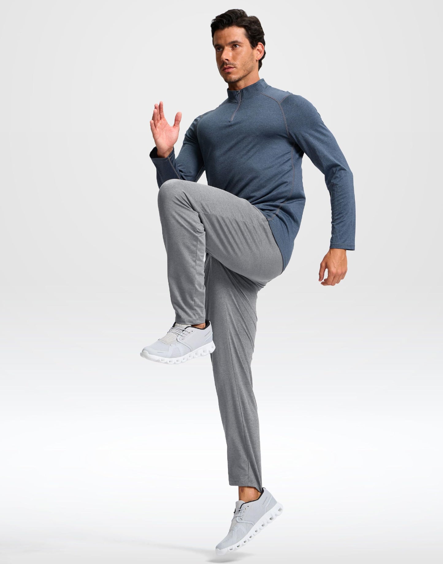 G Gradual Men's Sweatpants with Zipper Pockets Lightweight Athletic Workout Pants Soft Casual Lounge Sweat Pants for Mens(Platinum Heather, L)