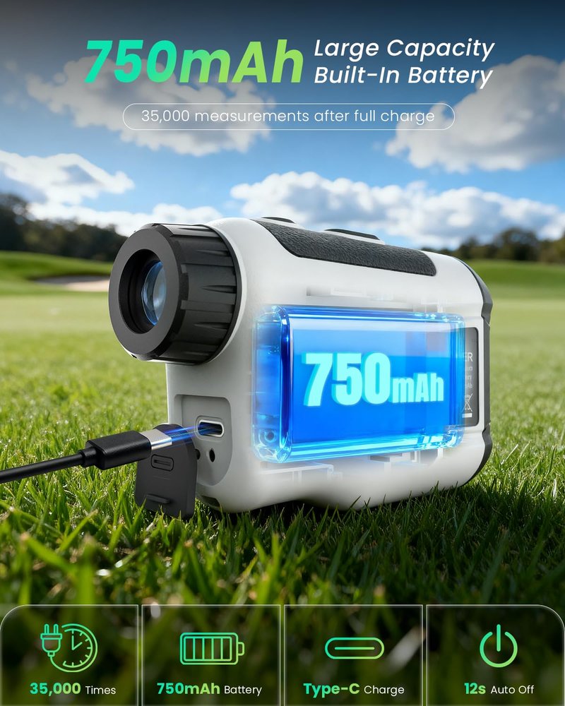ZELTRI Range Finder -875 Yards Laser Golf Range Finder, Rechargeable Rangefinder, 7X Magnification, 0.1s Flag Pin Locking Vibration, Golf Accessories for Men and Women