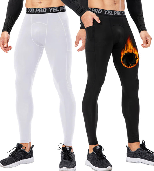 SPVISE Mens Thermal Compression Pants for Cold Weather Sports Tights Athletic Leggings Winter Baselayer Underwear with Pocket