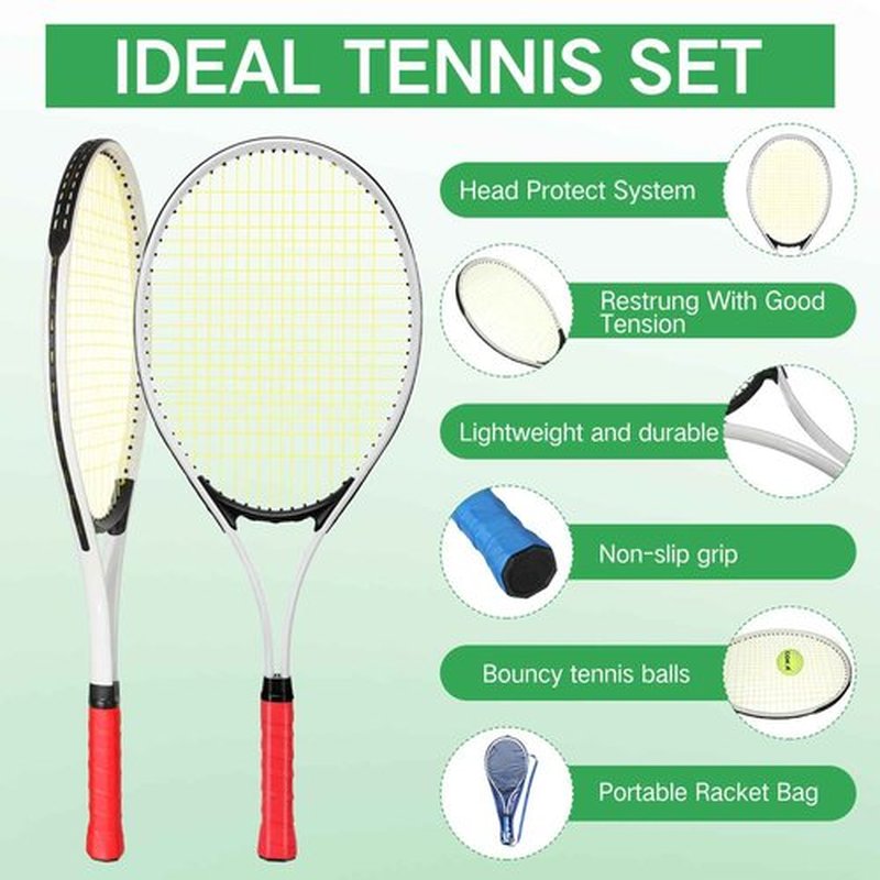 Motionchic 6 Pcs Tennis Rackets for Adult Recreational 6 Players 27'' Tennis Racket Set with 3 Balls Lightweight Tennis Rackets for Tennis Training Beginner with Overgrip and Bag(Red)