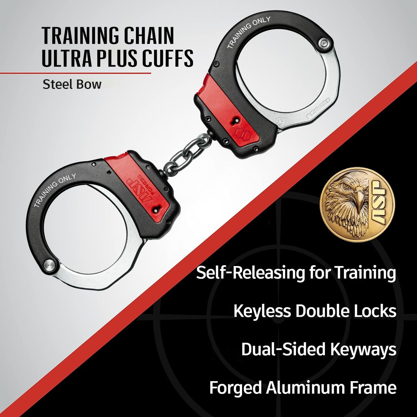 ASP Ultra Plus Double-Locking Chain Training Handcuffs, Forged Aluminum Handcuffs, Professional Grade Cuffs