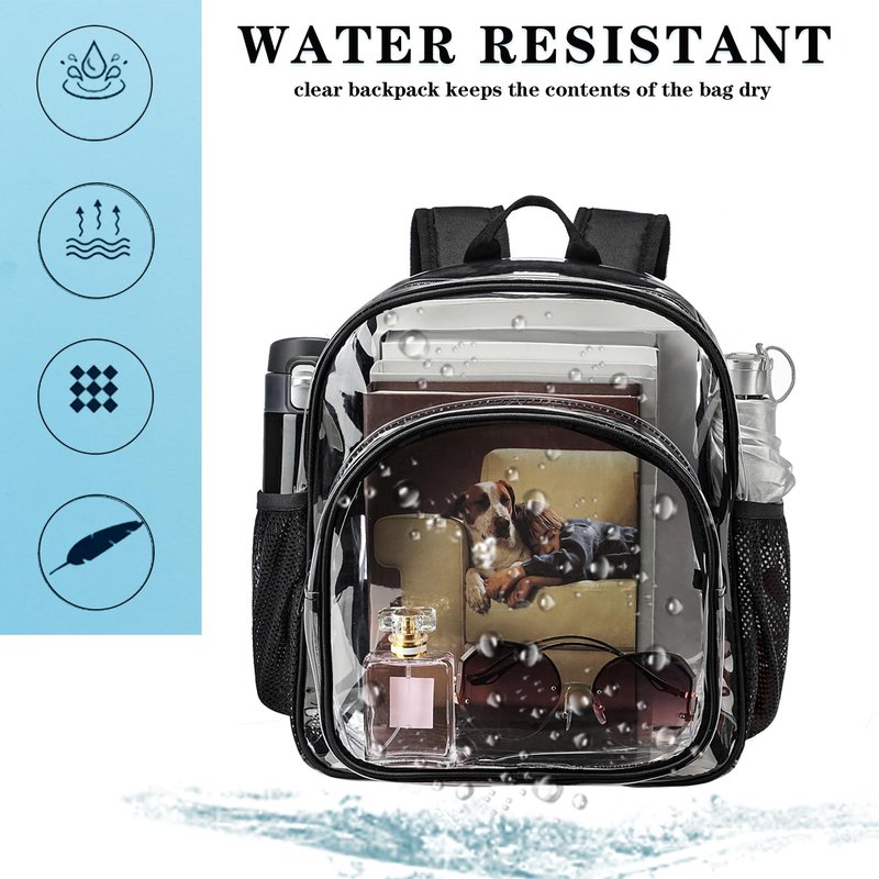KUI WAN Clear Backpack Stadium Approved 12x12x6 Small Clear Bag for Concert,Work,Festival,Security,Stadium, Coffee