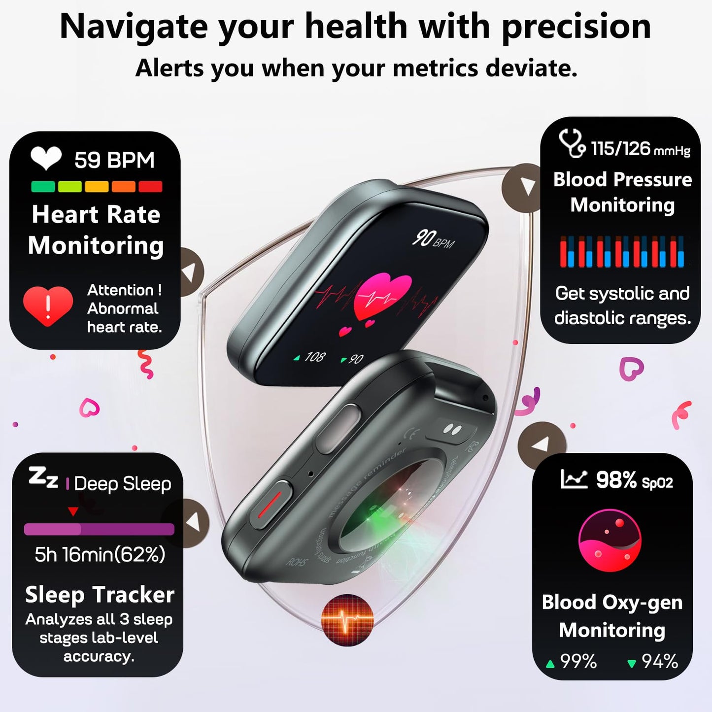 MorePro Fitness Tracker with 24/7 Heart Rate & Blood Pressure Monitor, Smart Watch with Blood Oxy-gen, Sleep Tracking, Fitness Watch 120+ Sports Modes, Answer/Make Calls for Men and Women