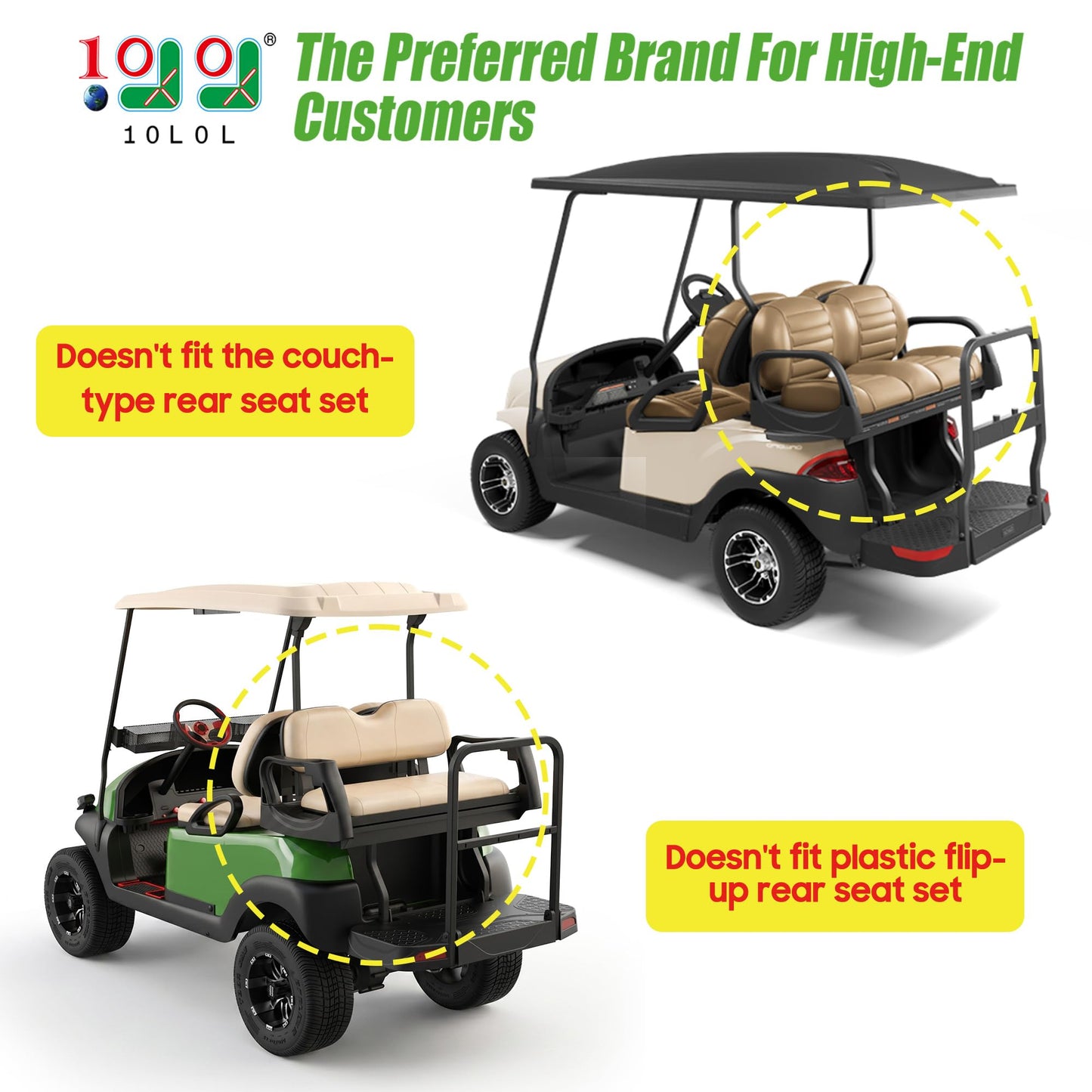 10L0L 4 Passenger Golf Cart Cargo Net for Yamaha,Club Car DS/Precedent, EZGO TXT/RXV, Adjustable Elastic Storage Net, Cargo Mesh Organizer Nets with Strong Buckle